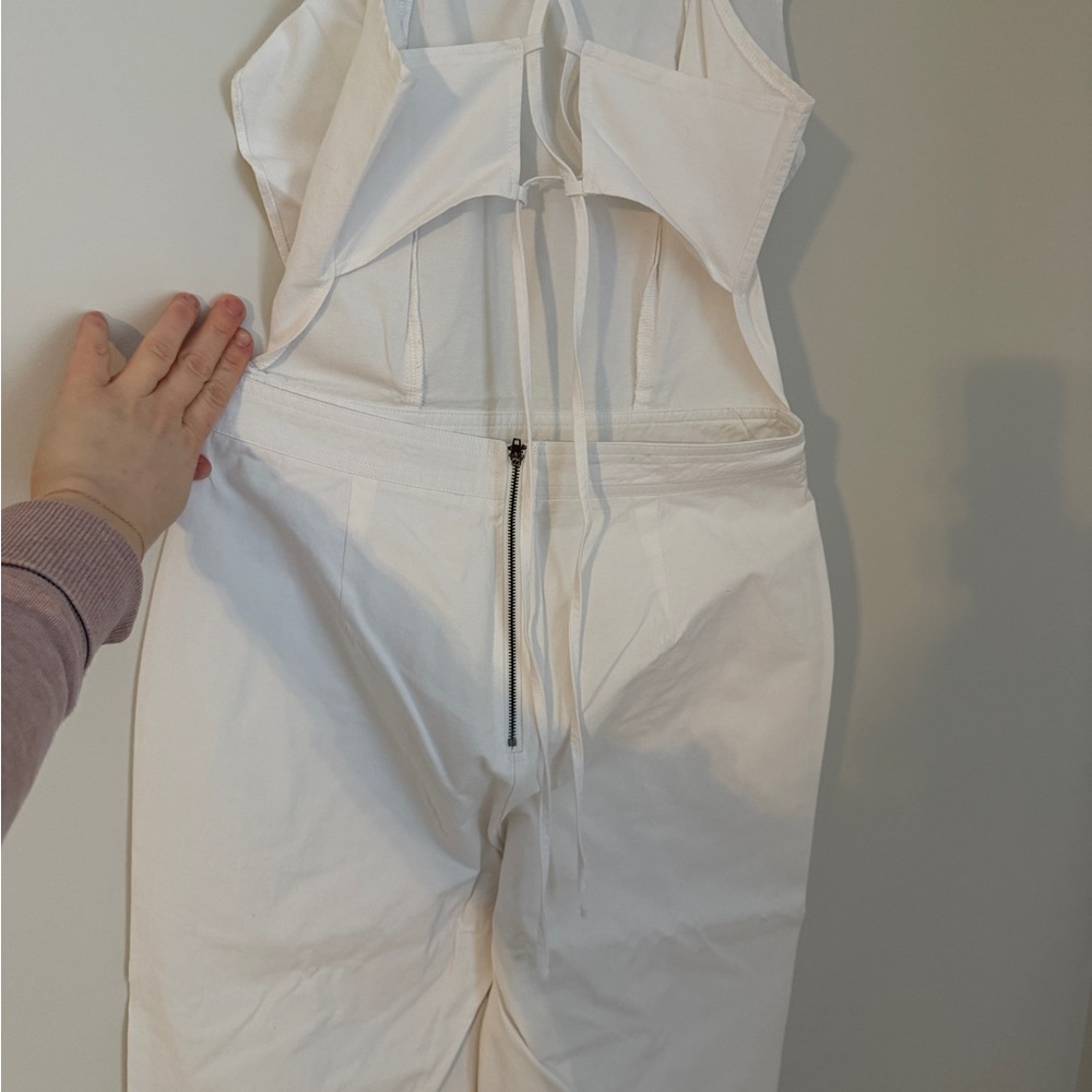 Lulu's White Ruffle-Strap Wide-Leg Jumpsuit - Picture 4 of 5